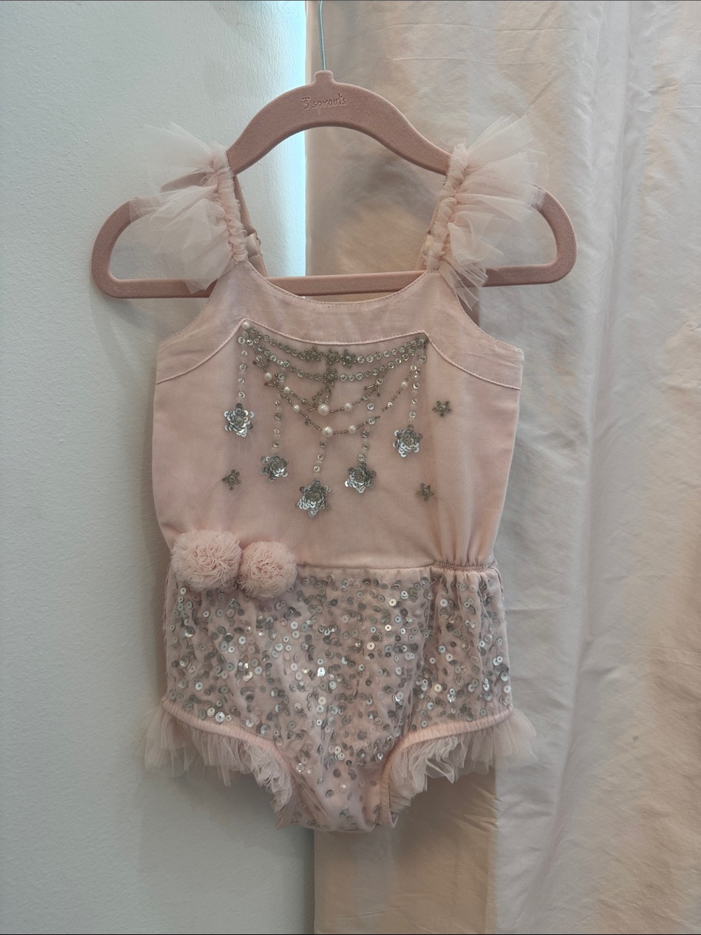 Tutu Du Monde Blush Pink Sequin Tulle One-Piece Bodysuit